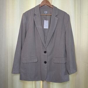 Taupe light tan beige Linen blend blazer NWT size large CBK aesthetic